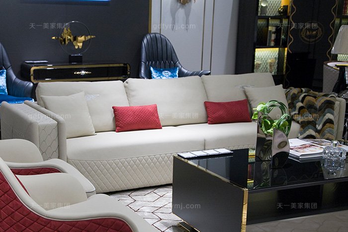 高端奢華別墅家具品牌輕奢后現代風真皮客廳沙發組合四人位沙發