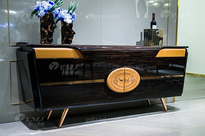 高端奢華會所家具品牌別墅輕奢后現代金絲黑檀電視柜