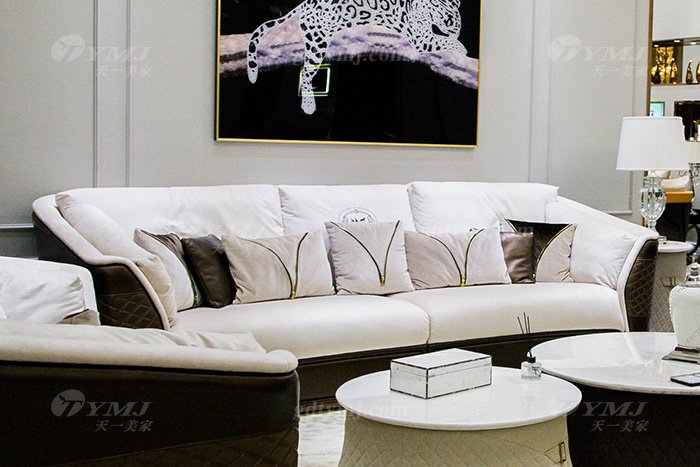 高端奢華家具別墅品牌輕奢后現代客廳真皮布藝沙發組合三位沙發