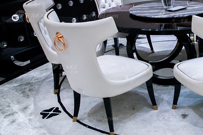 高端奢華品牌家具后現代輕奢餐廳時尚山水紫石面餐桌椅餐椅