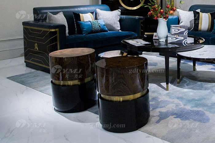 高端奢華家具品牌別墅后現代輕奢家具客廳真皮沙發組合角幾