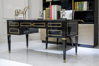 高端奢華別墅會所家具品牌輕奢現代黑檀色實木書桌