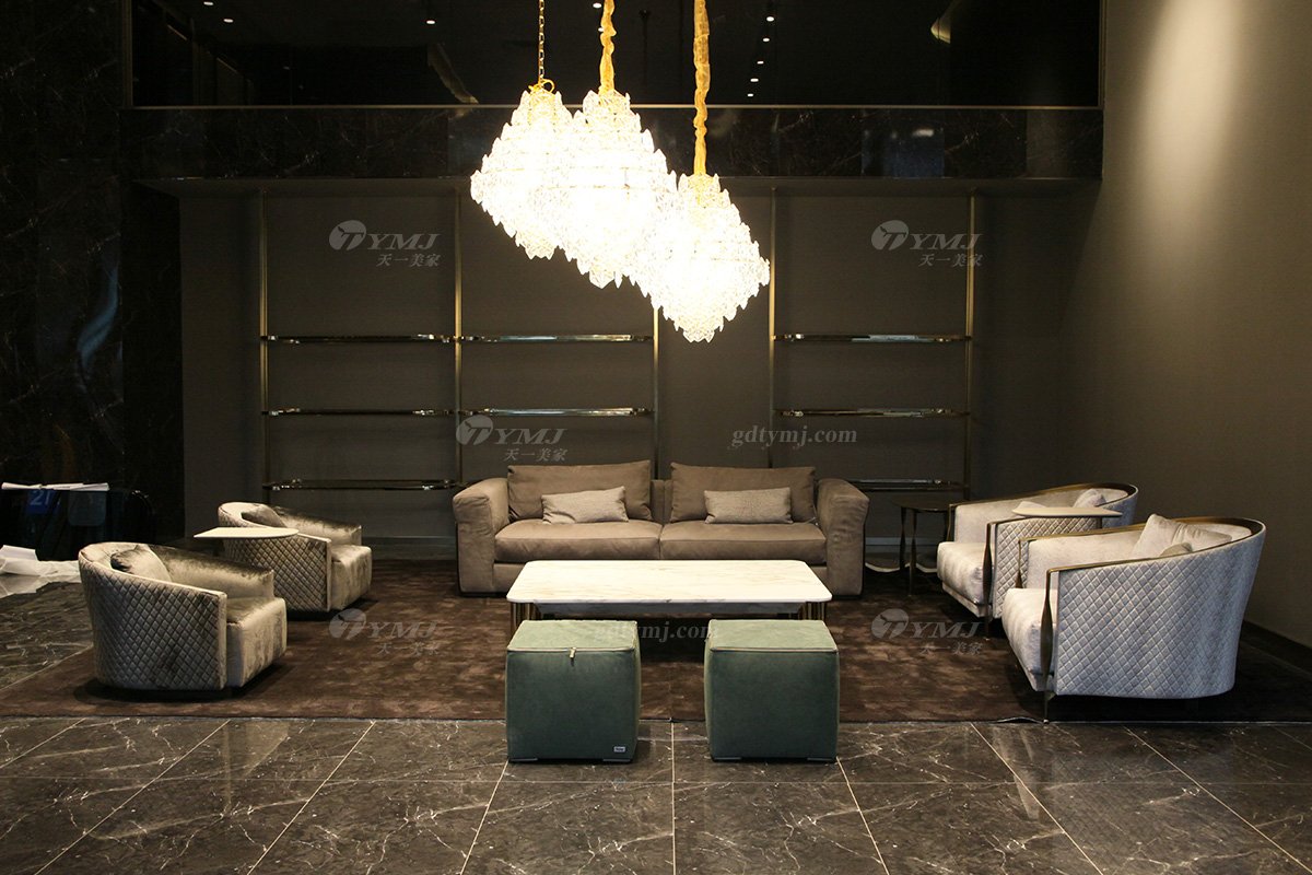 高端奢華100%意大利純進口家具時尚輕奢別墅家具品牌客廳五金布藝軟包沙發組