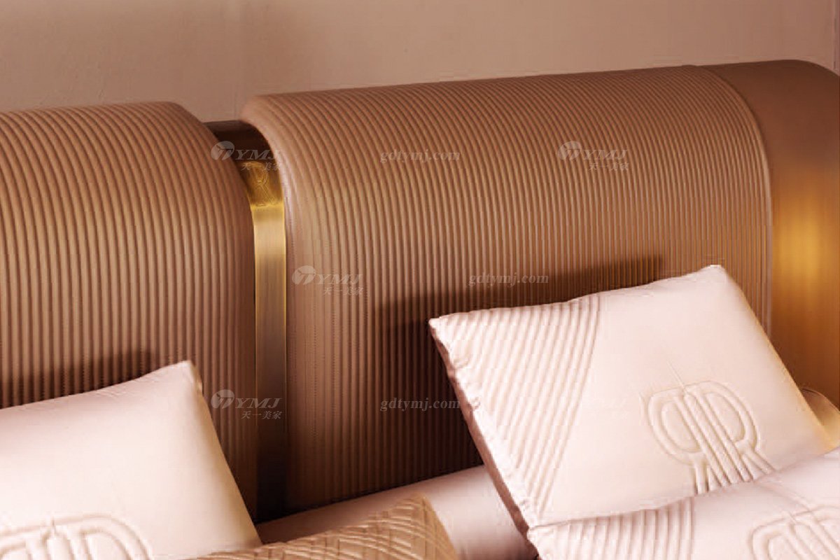 時尚輕奢意大利100%純進口家具別墅豪宅家具品牌臥室雙人大床床細(xì)節(jié)