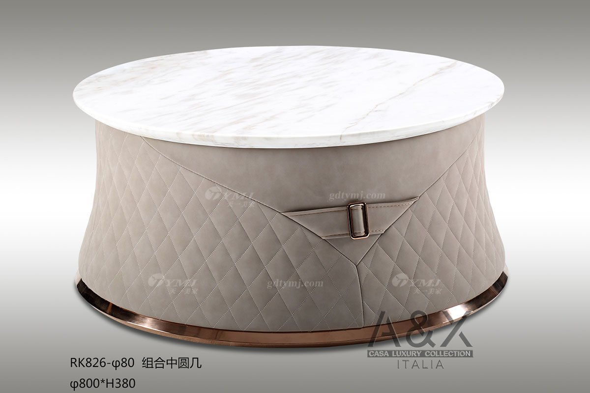 奢華別墅家具品牌樣板間家具輕奢后現代客廳真皮沙發組合系列茶幾