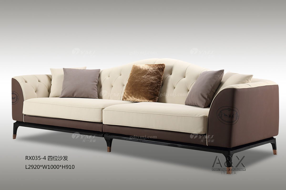 奢華別墅家具品牌高端樣板間家具輕奢后現代客廳時尚頭層皮沙發組合四位沙發