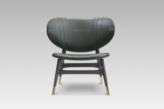 別墅會所家具現代輕奢時尚綠色真皮休閑椅