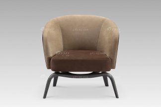 別墅豪華家具現代輕奢咖色反毛皮休閑椅