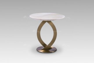 高端別墅家具現代輕奢風格高級大理石面+意大利金底角幾小圓幾