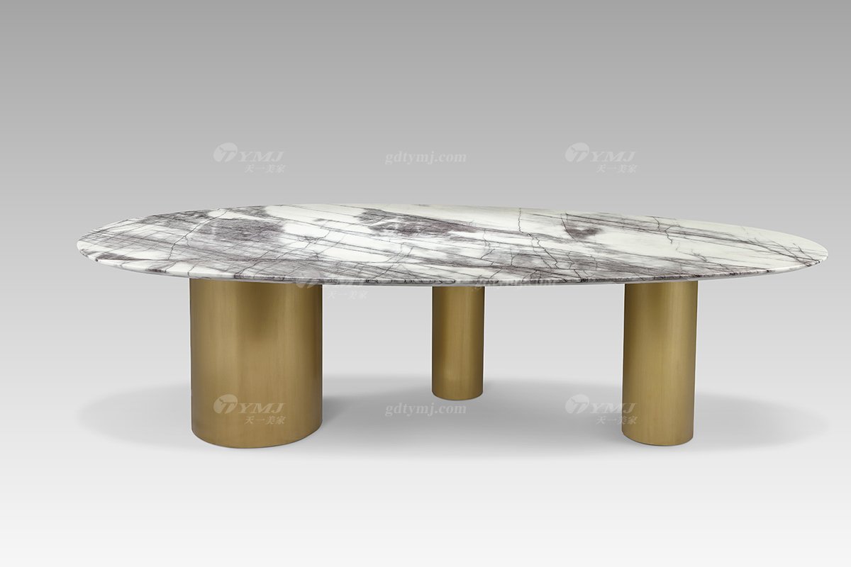 現代輕奢時尚高級大理石面+意大利金底餐臺餐臺DT2911側