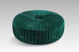 現代輕奢時尚高端家具綠色絨布藝圓墩床尾凳