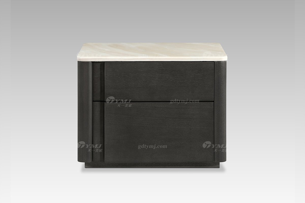 現(xiàn)代輕奢風(fēng)格高端大理石面灰橡色床頭柜