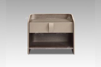 現代輕奢時尚高端淺咖色磨砂超纖皮床頭柜