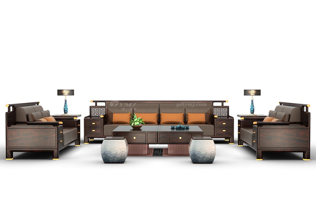 高端時尚新中式輕奢家具品牌黑酸枝二位沙發二位沙發H-PDSF2組合