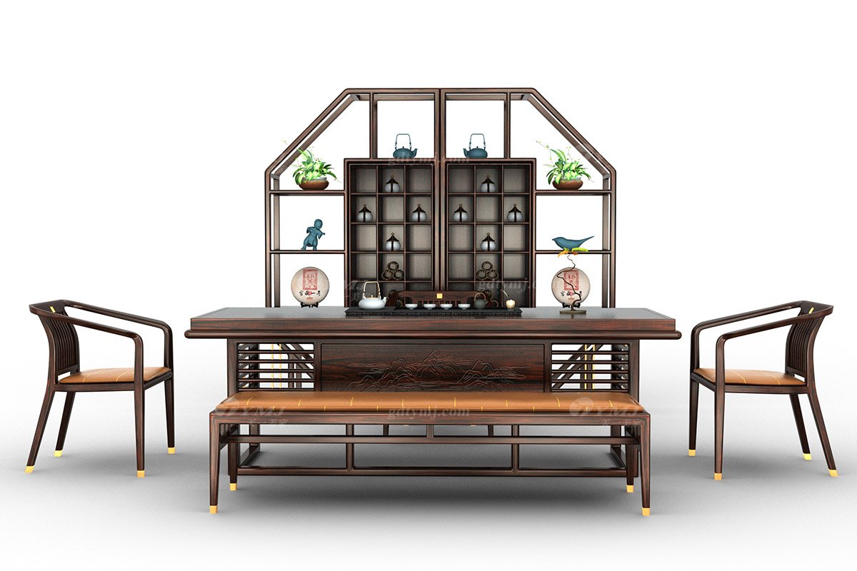 高端會所別墅家用家具時尚創意新中式輕奢全紅木黑酸枝實木博古架博古架H-PMBGJR/H-PMBGJL組合