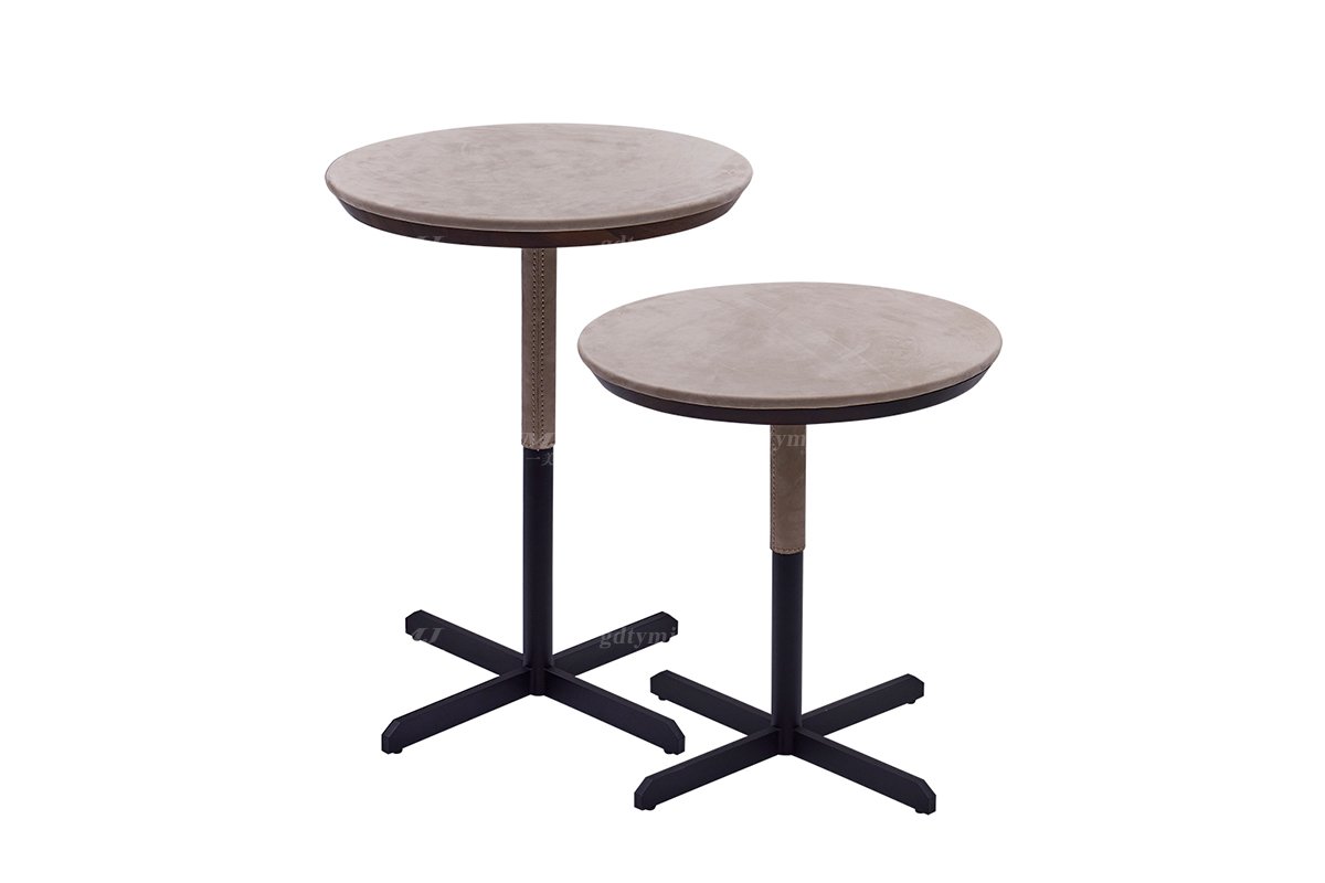 現代時尚輕奢別墅品牌家具高檔客廳愛馬仕橙+不銹鋼拉絲槍黑色高矮床幾角幾CJ-1A高矮床幾