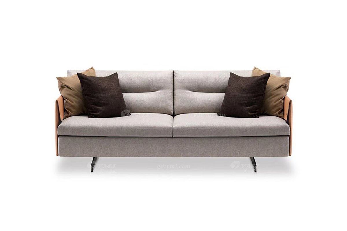 現代時尚輕奢家具別墅家具品牌客廳馬鞍皮軟包二人位沙發