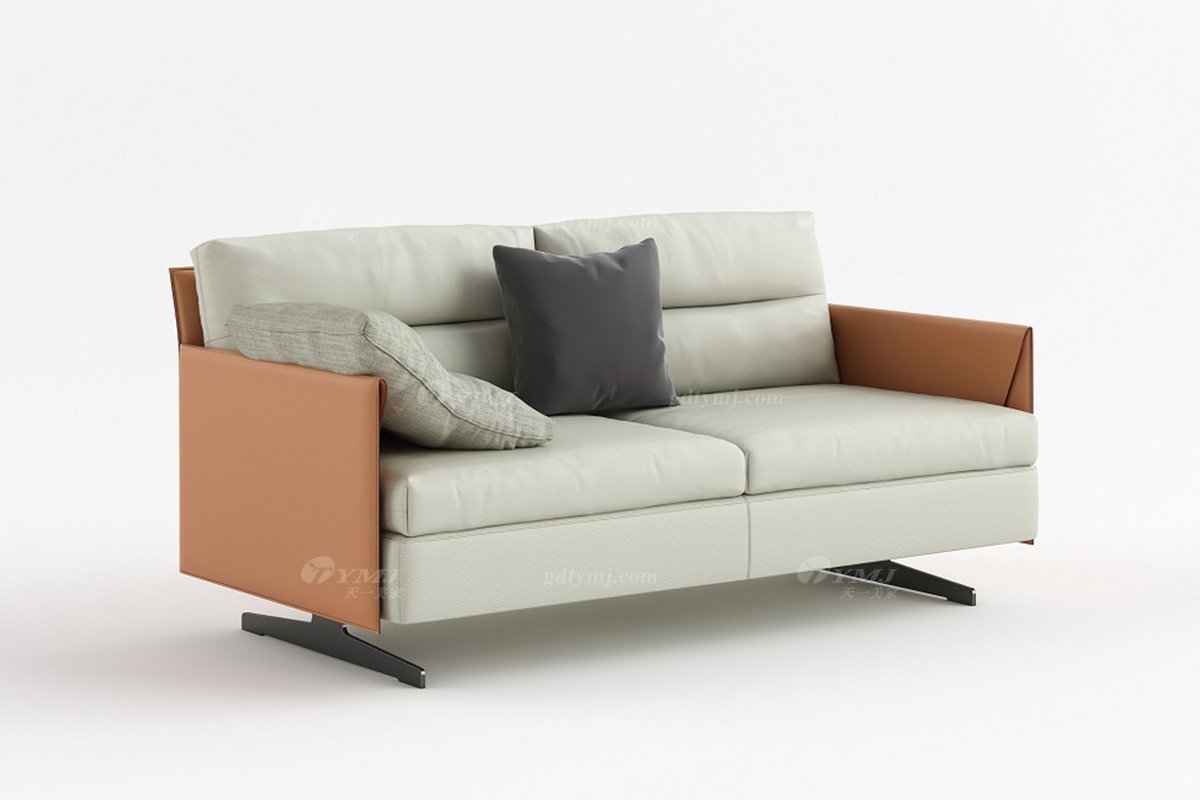 現代時尚輕奢家具別墅家具品牌客廳馬鞍皮軟包二人位沙發SF-03-02二人位沙發