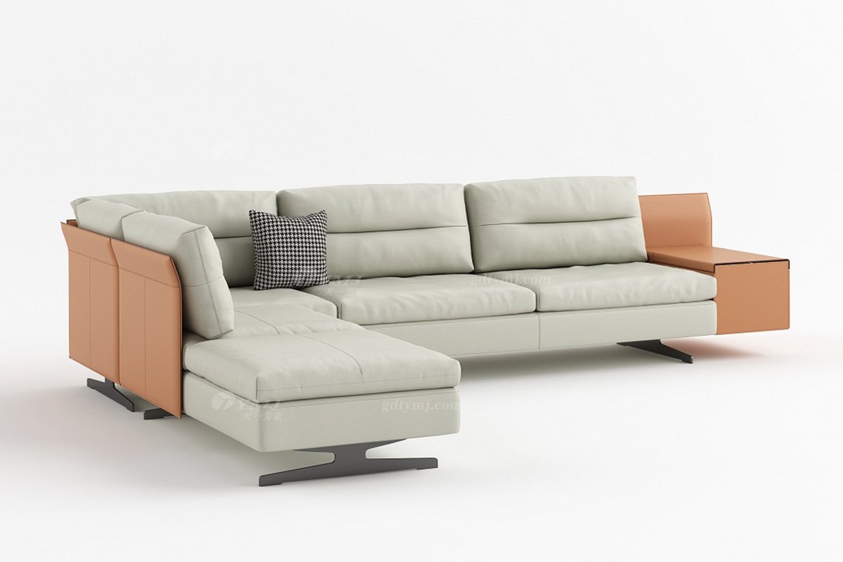 現代時尚輕奢品牌家具豪宅家具客廳馬鞍皮藝轉角沙發組合沙發