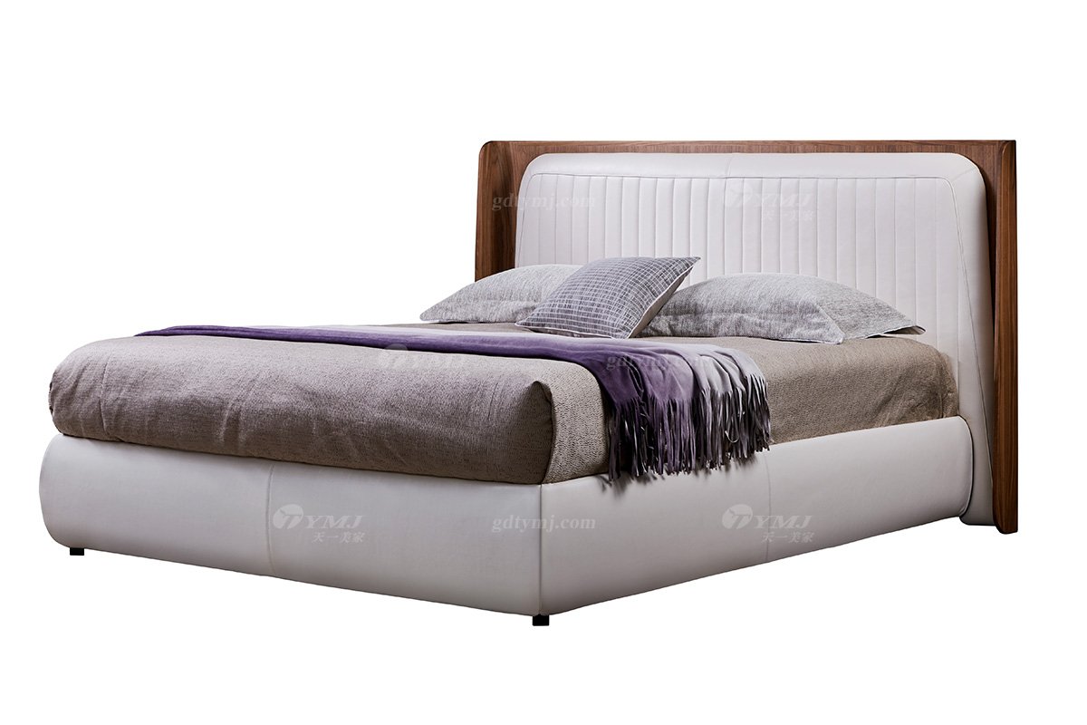 時尚輕奢家具現代別墅家具品牌臥室北美黑胡實木大床雙人床