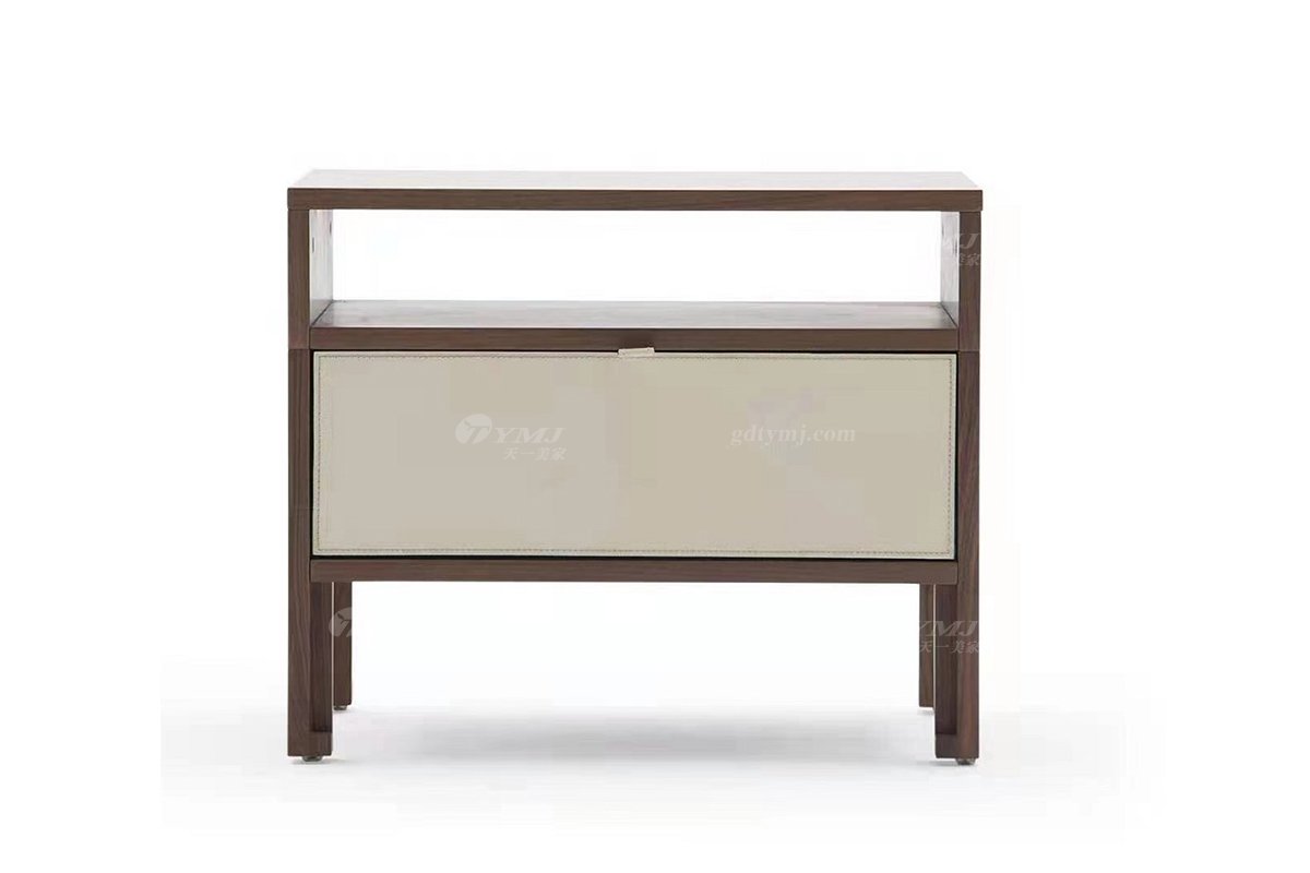 現代輕奢家具品牌高端別墅家具時尚臥室北美黑胡桃實木床頭柜