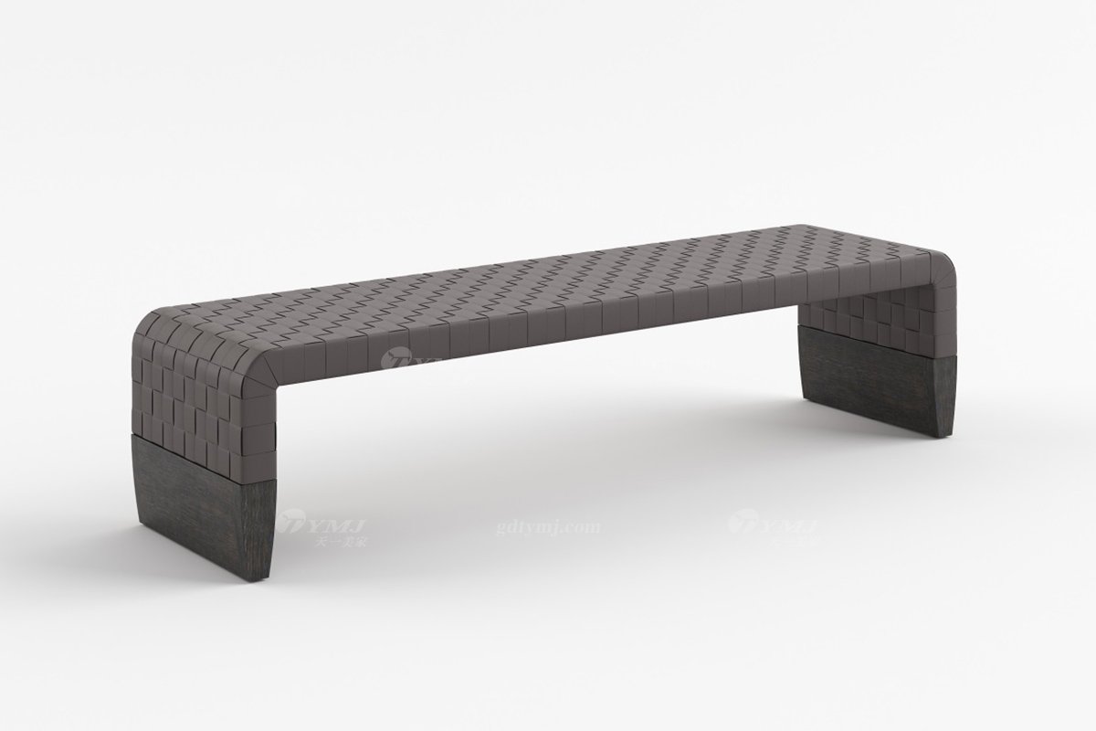 現(xiàn)代別墅家具品牌時(shí)尚輕奢臥室美國(guó)白蠟?zāi)敬参驳蔈-03床尾凳2