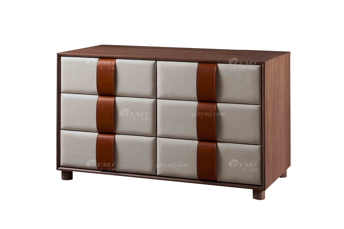 別墅高端時尚家具品牌餐廳黑胡桃六斗柜