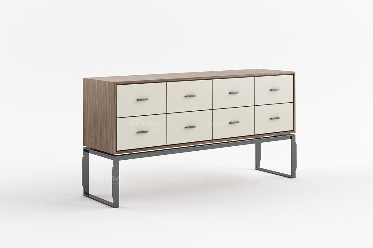 現代時尚輕奢高端別墅家具品牌餐廳黑胡桃實木備餐柜餐邊柜