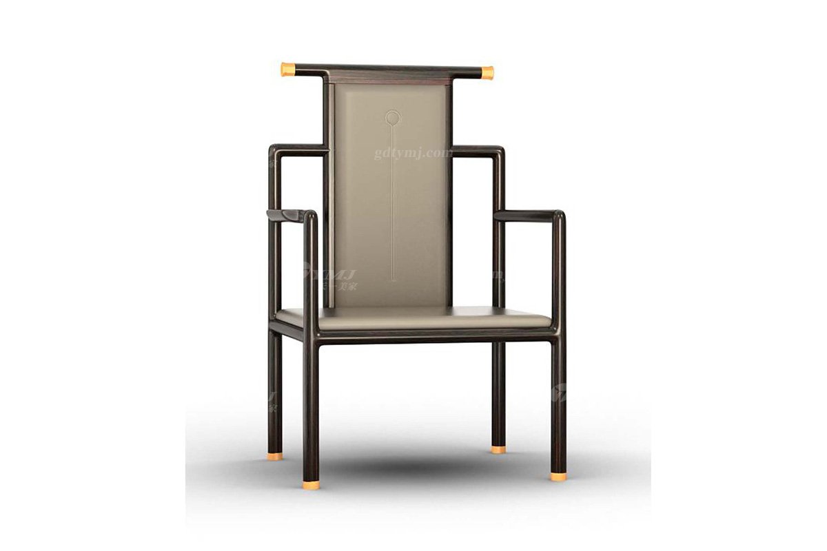 新中式別墅會所家具品牌家具進(jìn)口烏金木實木茶室茶椅主人椅