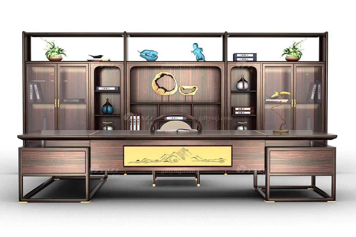 新中式別墅會所家具品牌家具深咖色進口烏金木實木書房文件柜H-GBWJ文件柜組合
