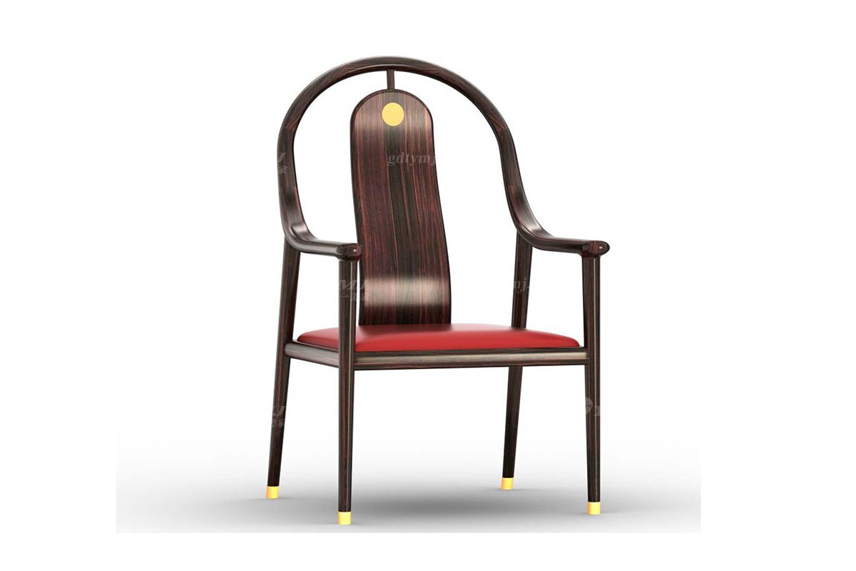 新中式高端會所家具品牌家具深咖色進(jìn)口烏金木實木書椅班椅