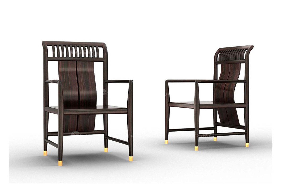 時尚高檔家具品牌輕奢新中式風(fēng)格進(jìn)口烏金木實木茶椅