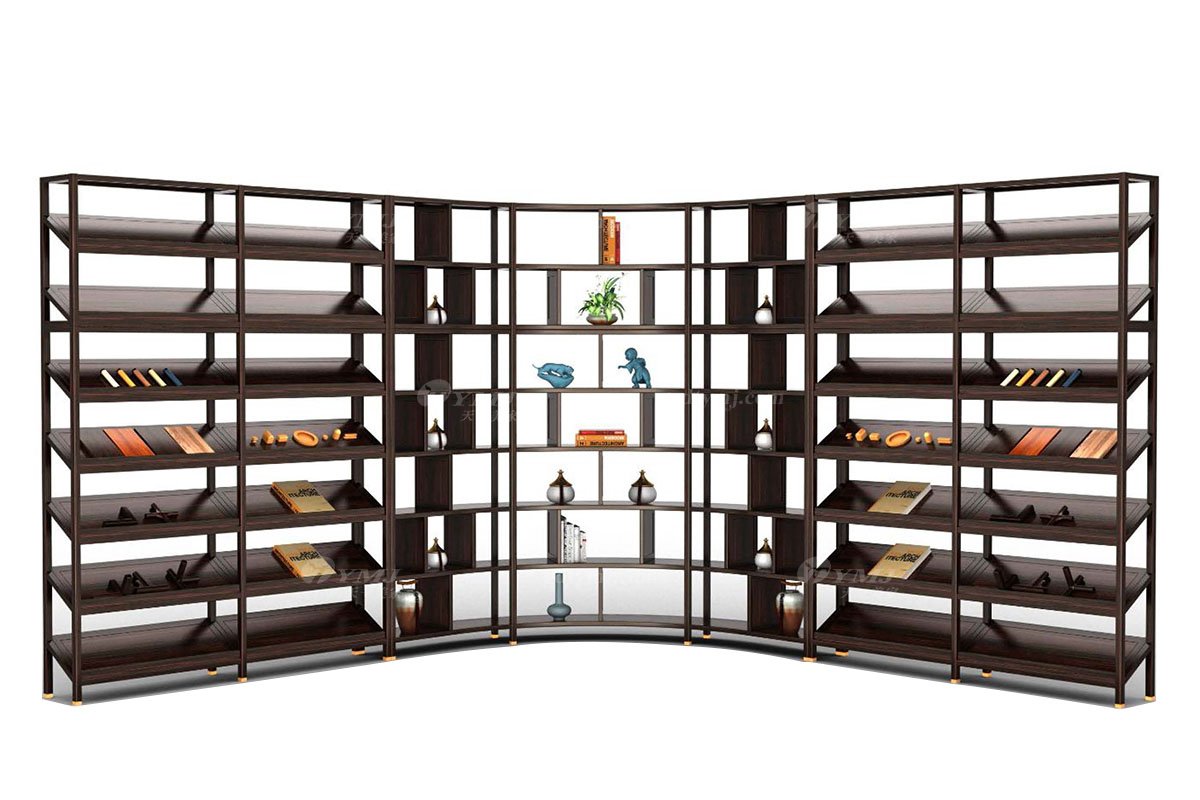 時尚新中式風格家具品牌高端輕奢家具進口烏金木實木+黃銅五金展示架H-GQZSJDZ2展示架