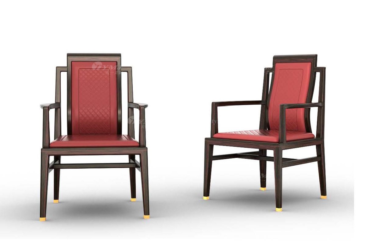 時尚新中式風(fēng)格家具品牌高端頂級輕奢家具進(jìn)口烏金木實(shí)木+皮藝茶椅