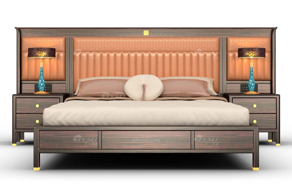 新中式風(fēng)格家具品牌高端輕奢時尚家具進(jìn)口烏金木實木床頭柜H-GOCTG床頭柜場景