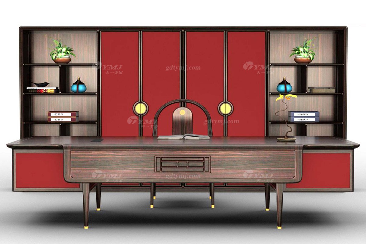 新中式家具風格品牌時尚別墅會所家具高端進口烏金木實木大文件柜H-GLWJ39大文件柜場景