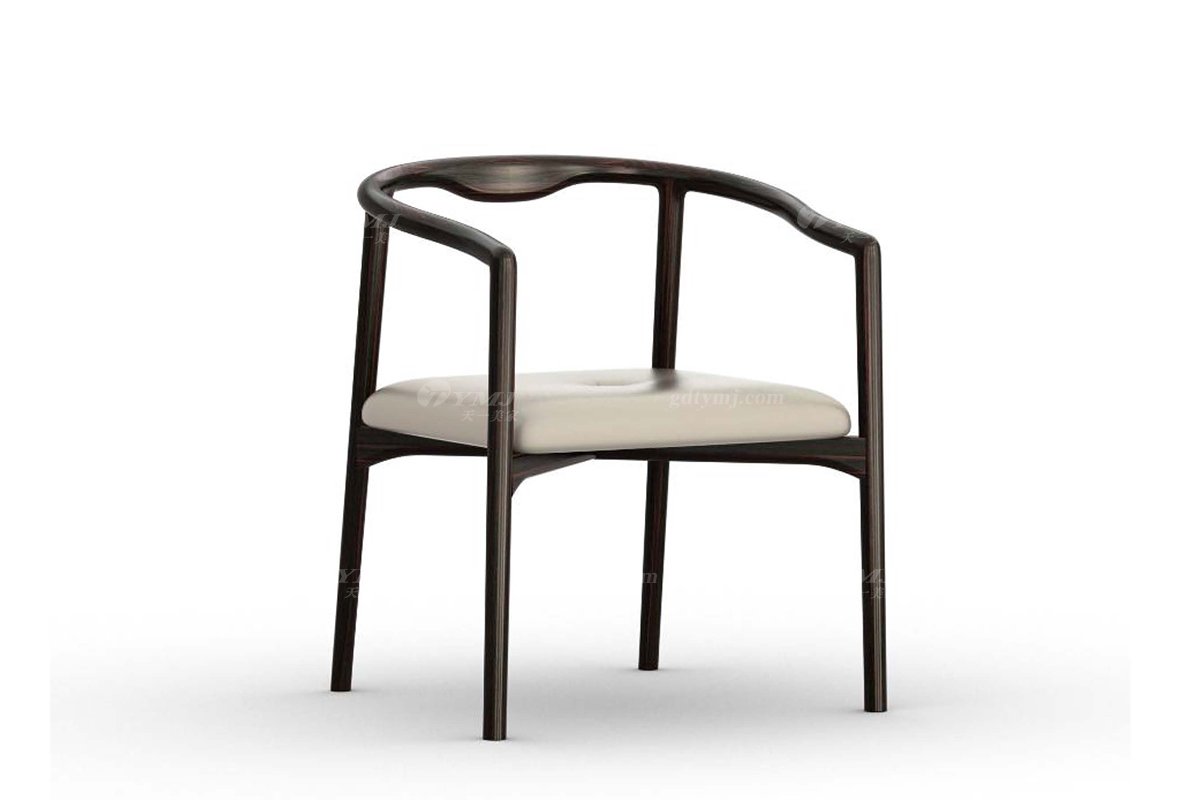 新中式辦公家具風格品牌別墅會所家具時尚簡約高端進口烏金木實木會議椅