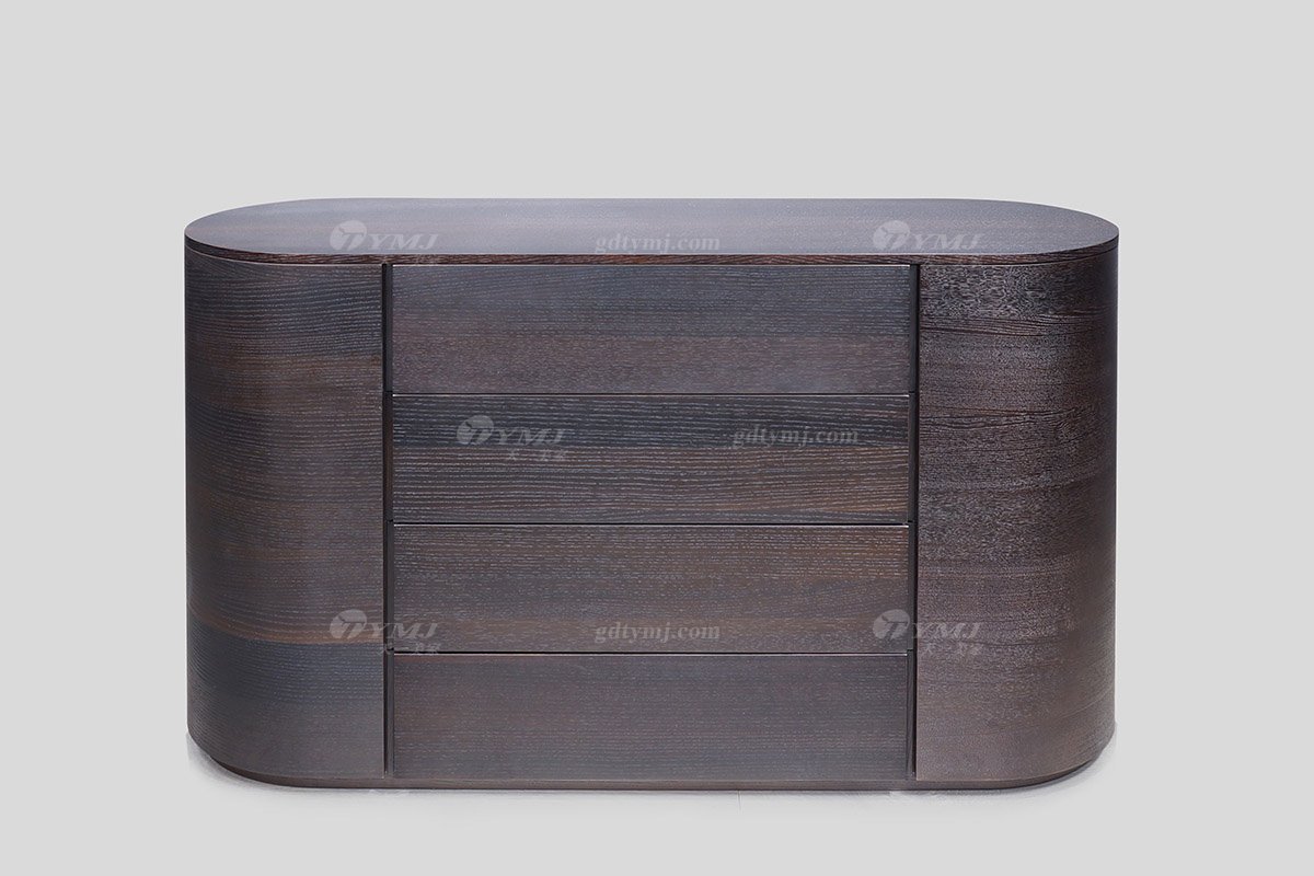 意式極簡風格高端別墅家具現代輕奢時尚臥室實木黑胡桃色斗柜LH1626斗柜1
