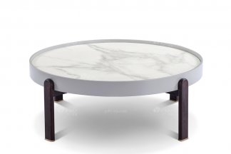 意式極簡風格高端別墅家具現代輕奢時尚客廳煙熏色+細花白巖板茶幾