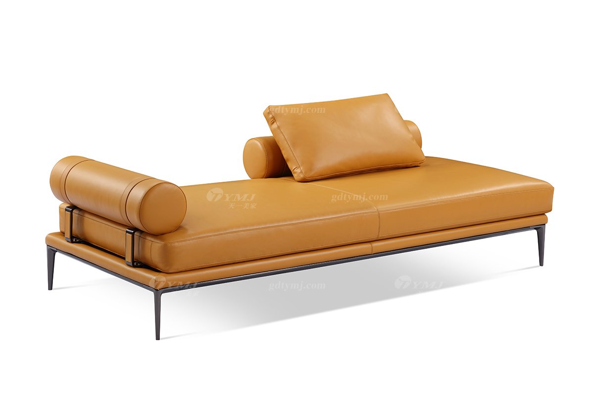 意式極簡風格高端別墅家具品牌現代輕奢簡約時尚臥室真皮貴妃位沙發LS1805-38貴妃椅1