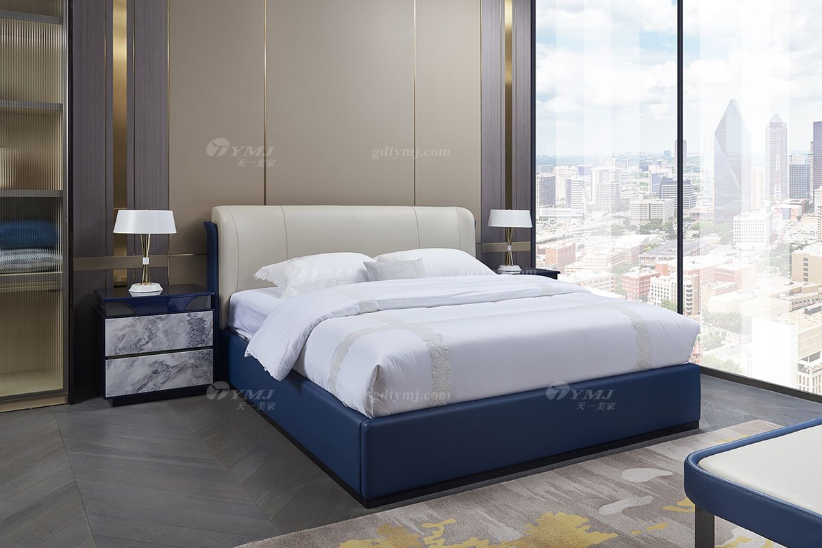 高端別墅豪宅家具星級酒店家具品牌后現代輕奢風格臥室時尚孔雀藍床頭柜TW308-60床頭柜場景