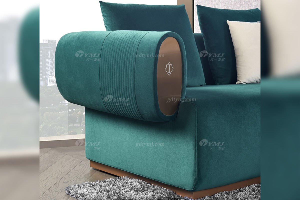 高端別墅豪宅家具星級酒店家具品牌后現(xiàn)代輕奢風(fēng)格客廳時尚創(chuàng)意綠色皮藝雙人沙發(fā)TX003-2兩位沙發(fā)細節(jié)