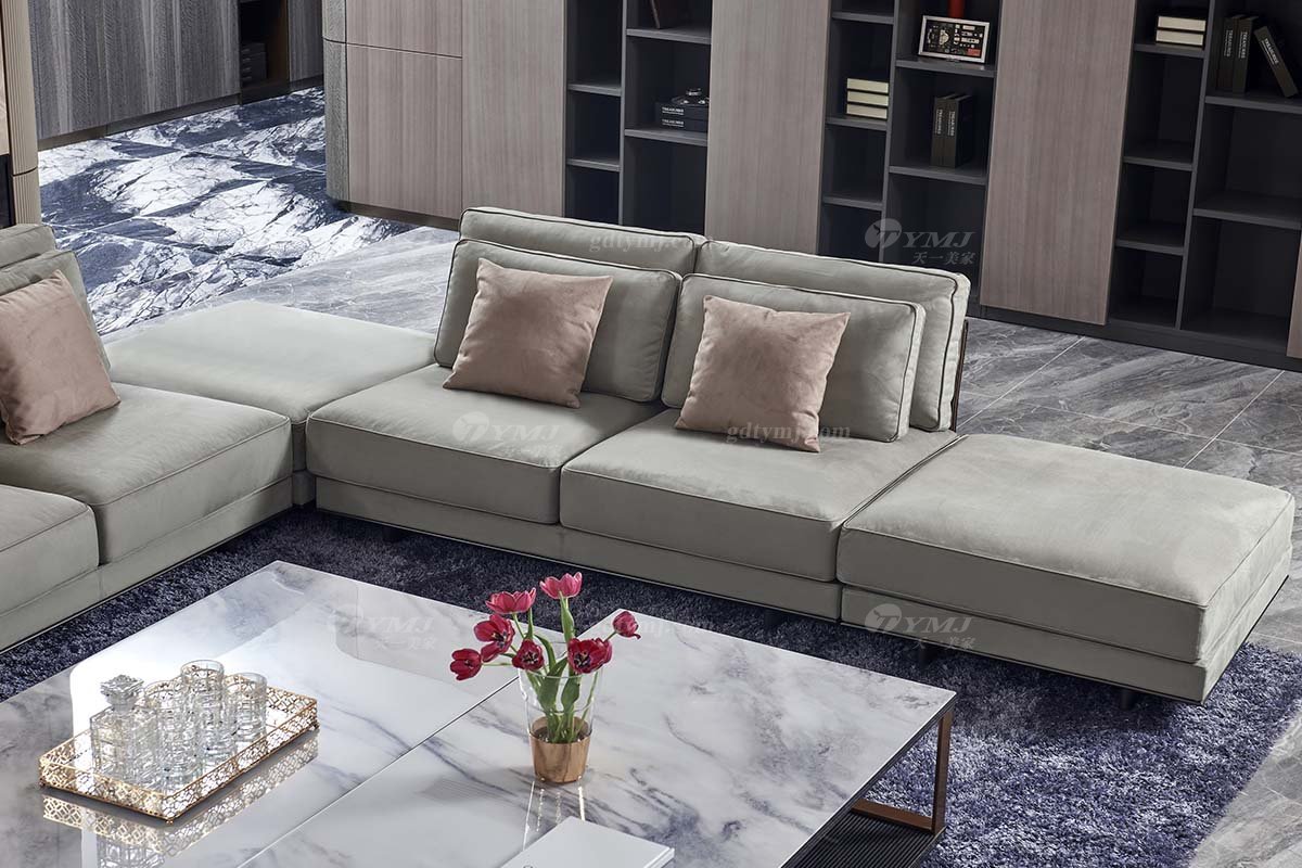 高端會所別墅大宅家具品牌后現(xiàn)代輕奢風格客廳大氣舒適米色轉(zhuǎn)角組合沙發(fā)TX004組合沙發(fā)