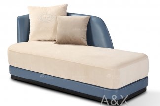 輕奢后現代風格家具高端會所別墅品牌家具大氣藍色真皮貴妃椅