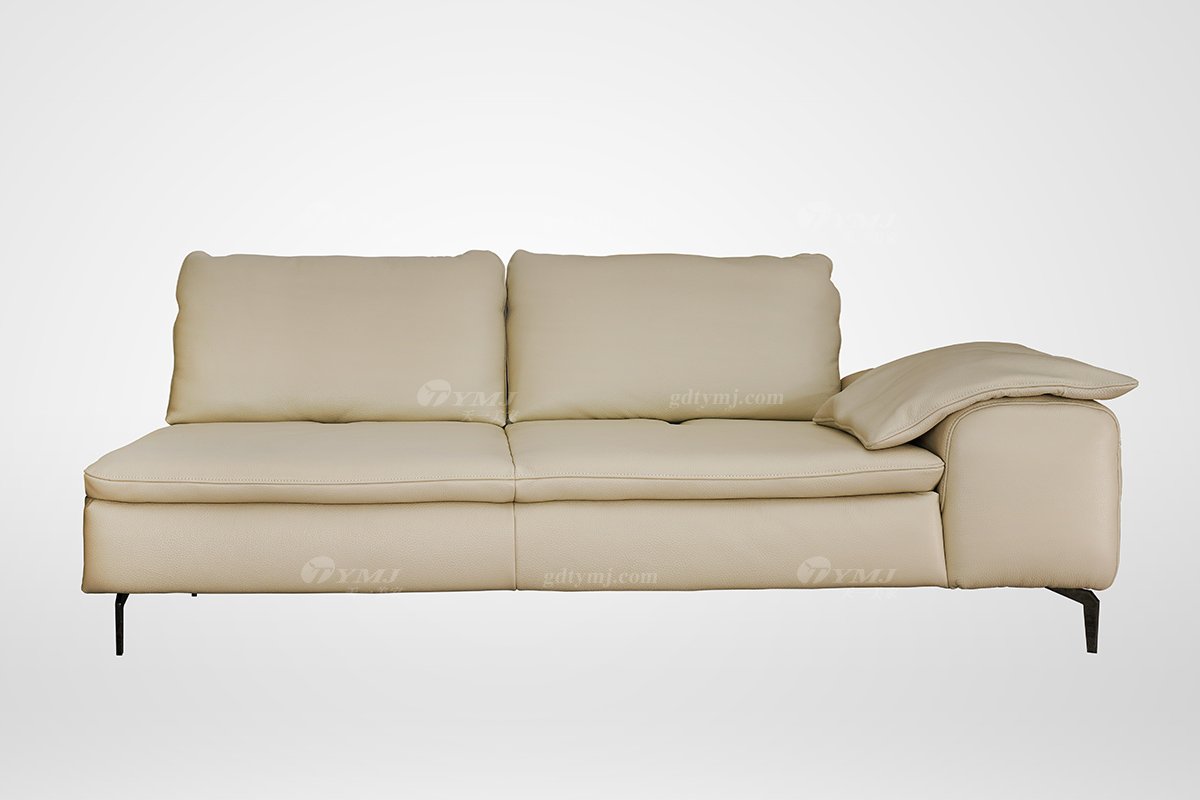 高端輕奢風格家具別墅豪宅家具品牌星級酒店家具客廳時尚米色皮藝三位沙發(fā)5238-3L三位沙發(fā)