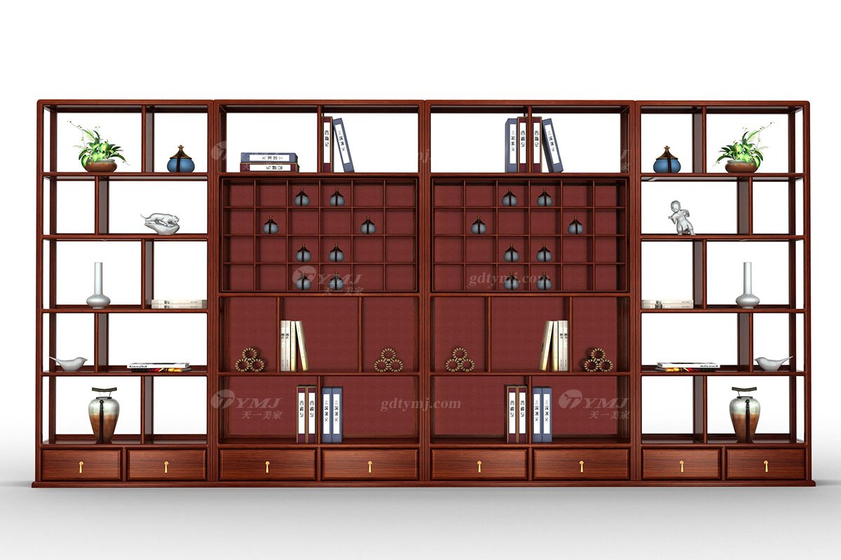 新中式辦公家具風格高端品牌家具簡約時尚大氣實木刺猬紫檀博古架