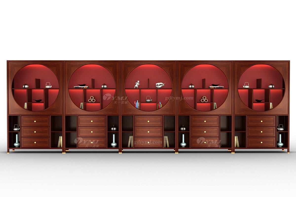 新中式辦公家具風格高端品牌家具簡約時尚大氣實木刺猬紫檀裝飾架博古架