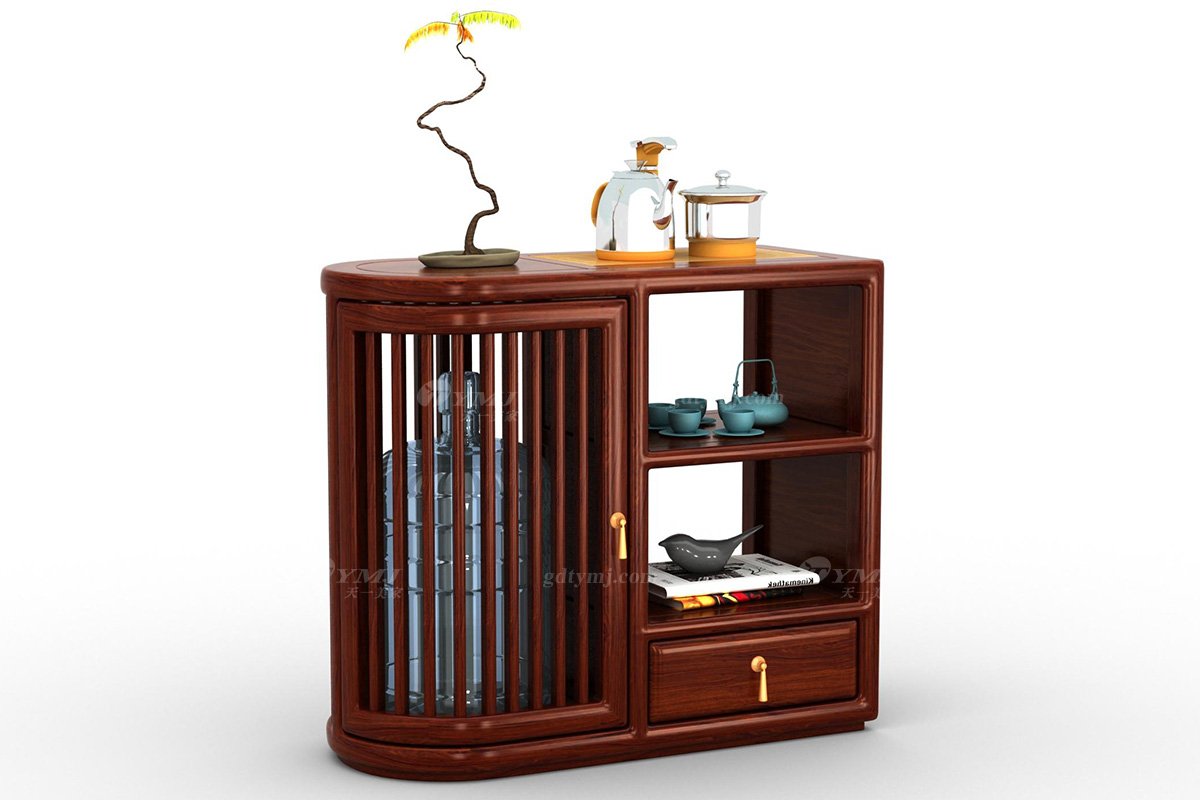 新中式辦公家具風格高端品牌家具簡約時尚大氣實木刺猬紫檀茶水柜