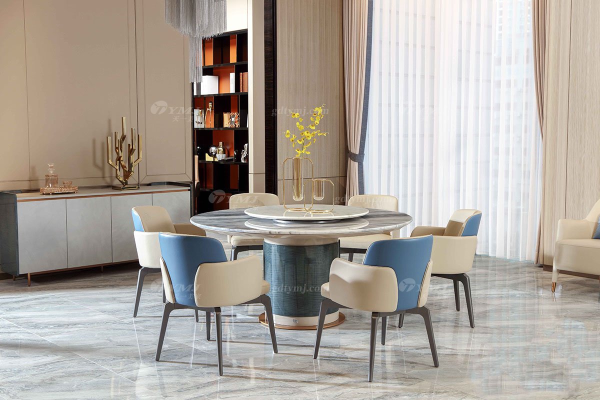 高端輕奢后現(xiàn)代風(fēng)格家具會所別墅家具品牌時尚玫瑰金拉絲餐柜CC141-081餐柜場景