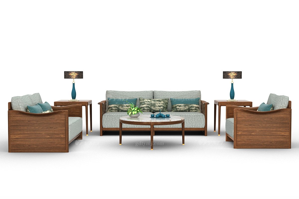 新中式家具風格高端別墅家具品牌簡約風格客廳極簡實木+大理石茶幾H-XMCJ1茶幾場景